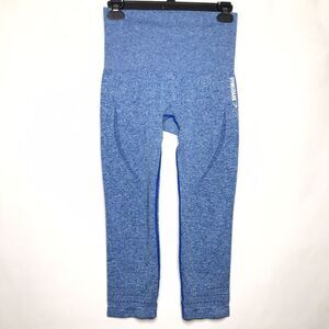 Gymshark High Rise Seamless Crop Leggings Laser Cut Blue Women's Size Small